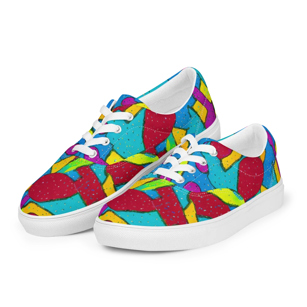 Pop Kaleidoscope on Men's Lace-Up Canvas Shoes — Left Front