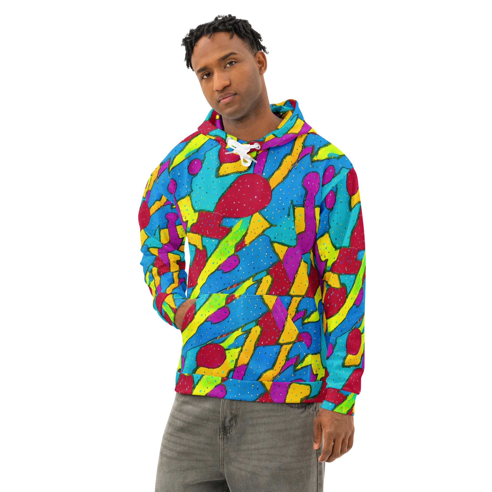 Pop Kaleidoscope on Cotton Hoodie — Left Front