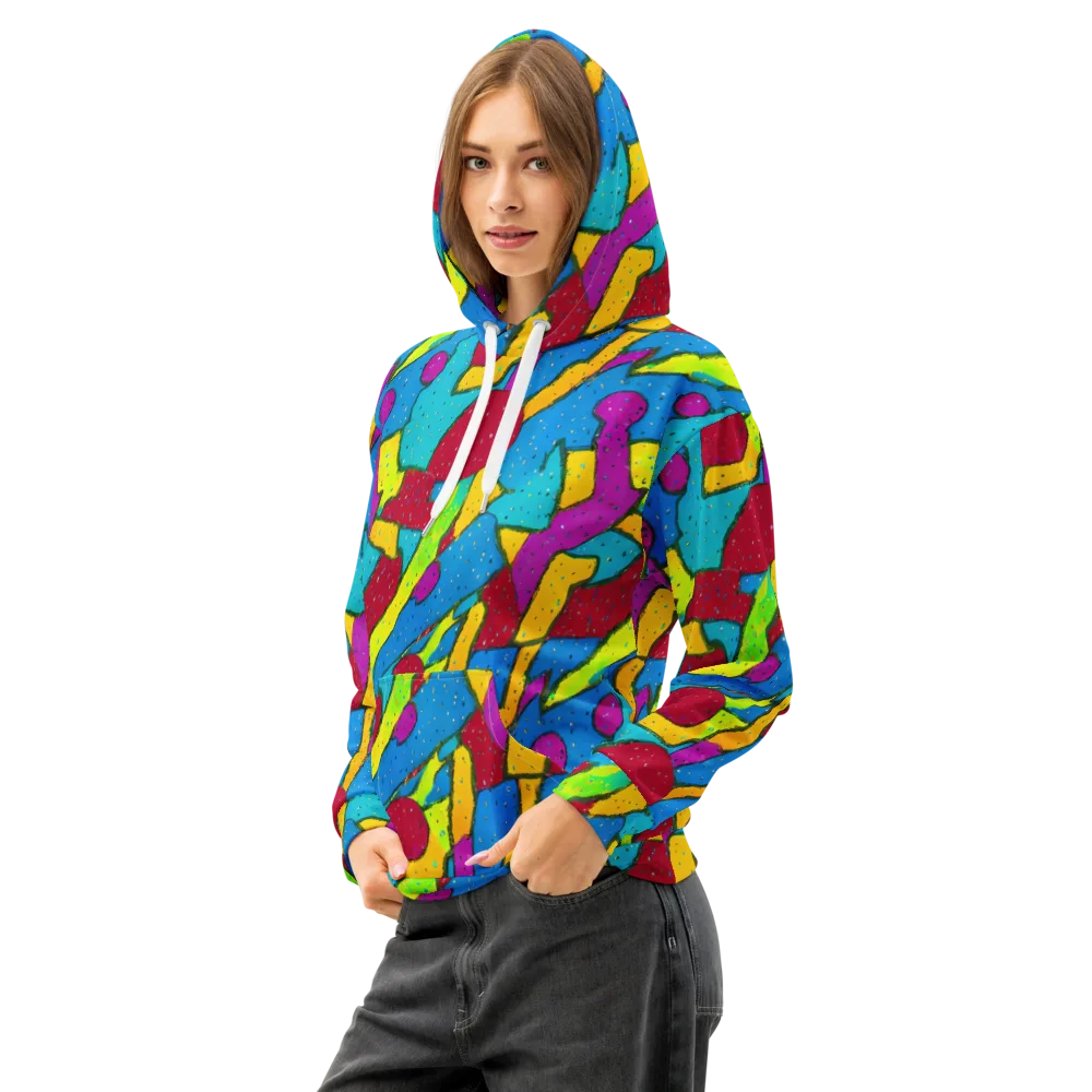 Pop Kaleidoscope on Cotton Hoodie — Left Front
