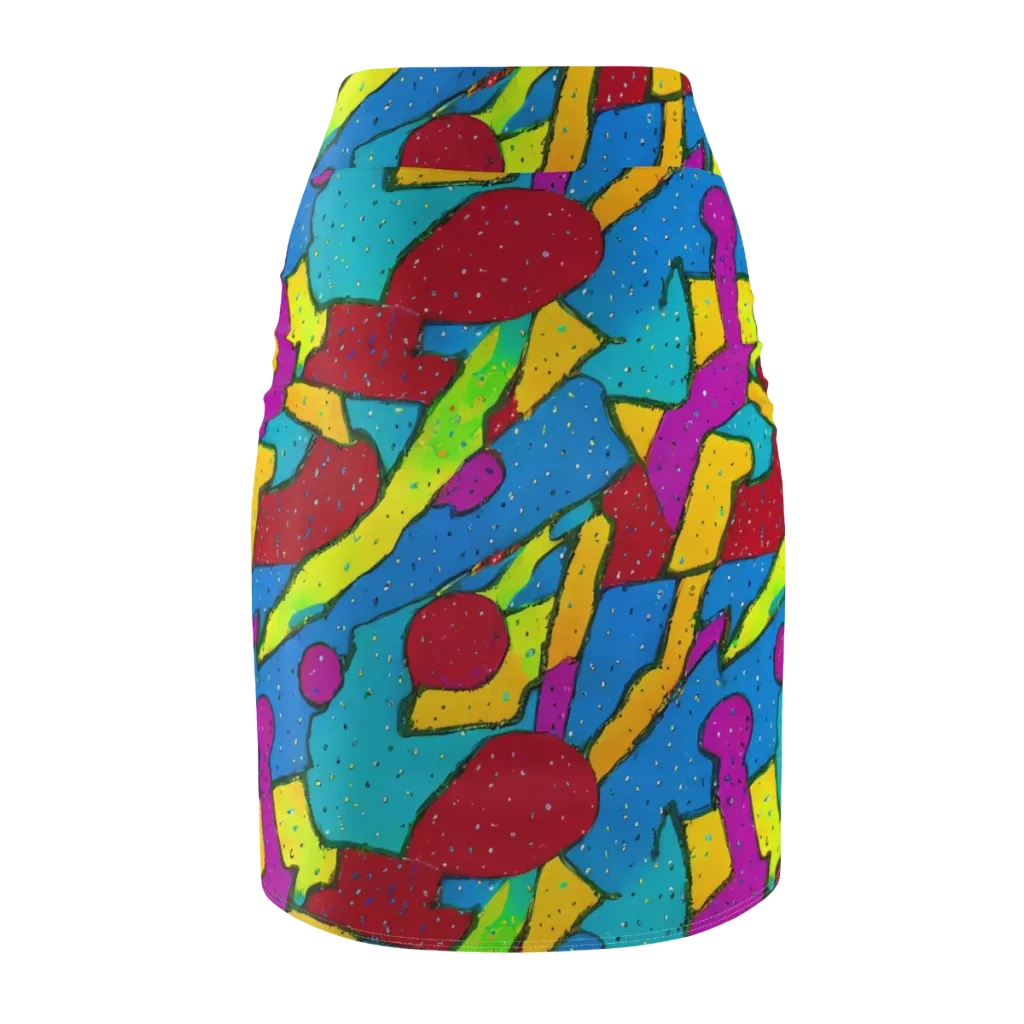 Pop Kaleidoscope on Pencil Skirt — Back