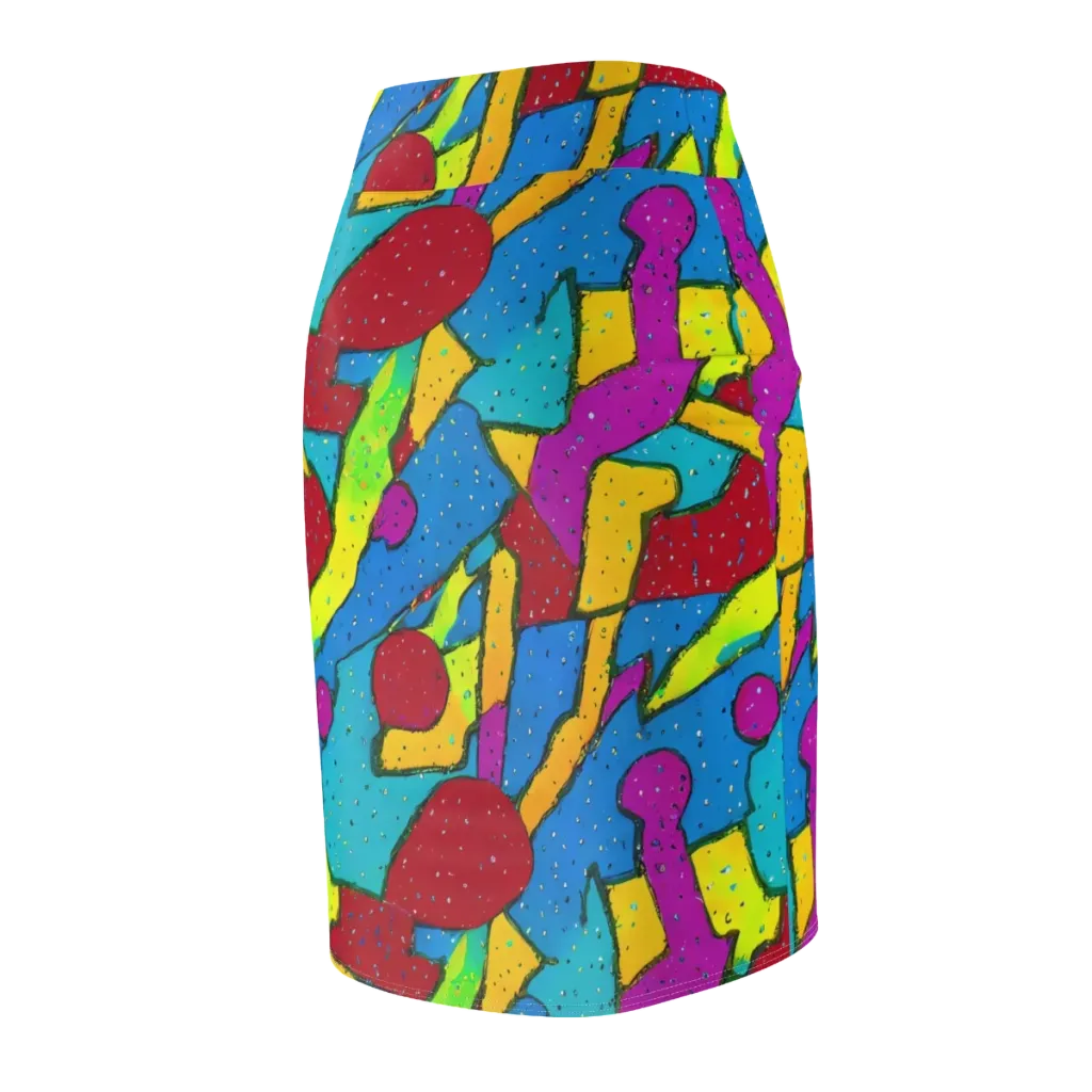 Pop Kaleidoscope on Pencil Skirt — Back Side