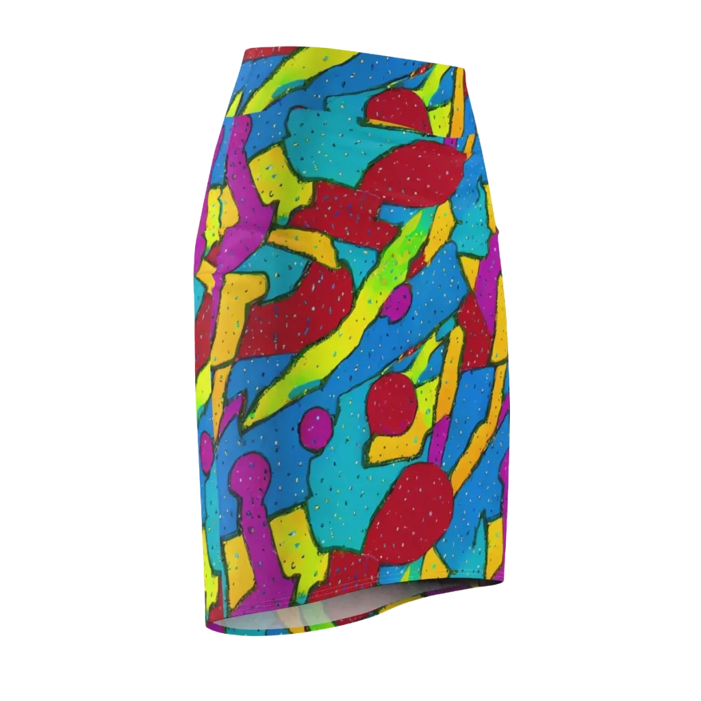 Pop Kaleidoscope on Pencil Skirt — Front Side