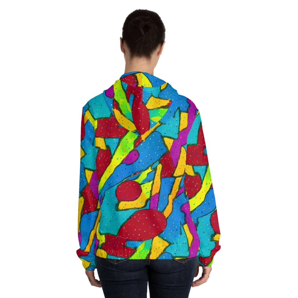 Pop Kaleidoscope on Women's Full-Zip Hoodie — Back On Person