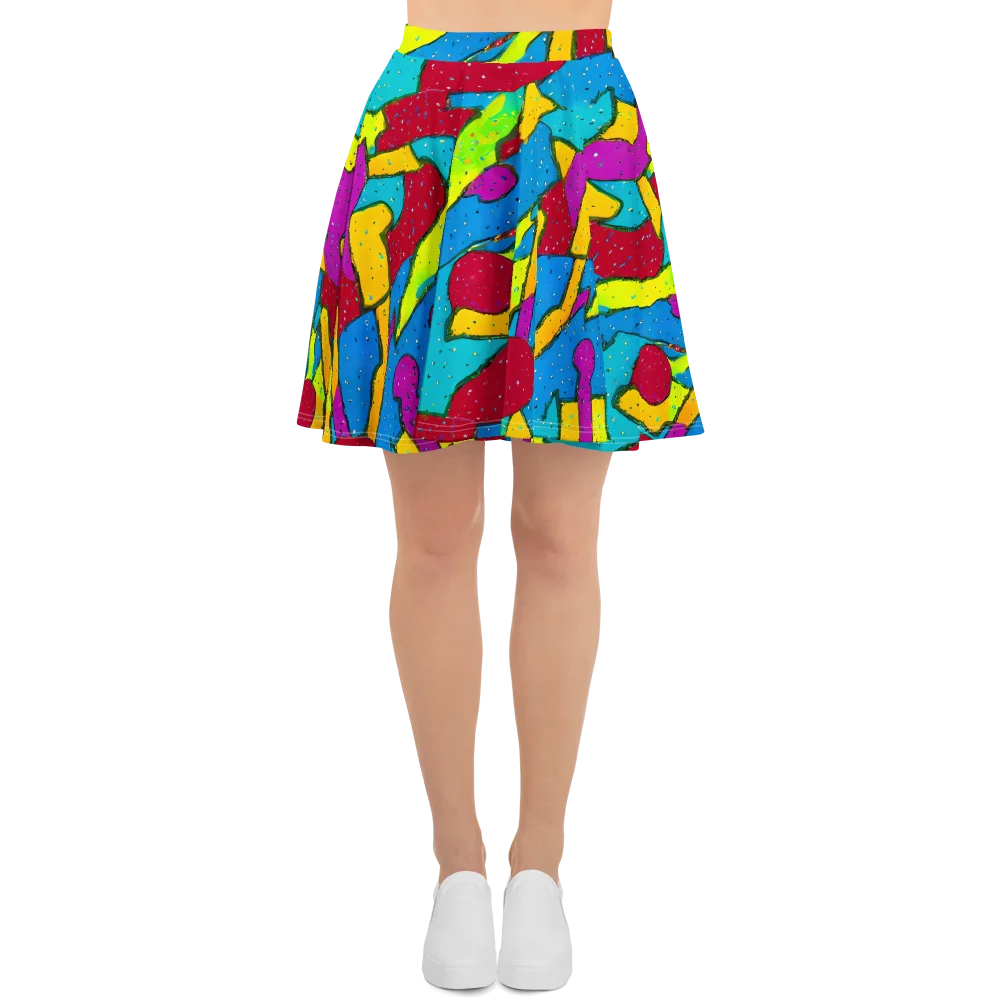 Pop Kaleidoscope on Skater Skirt — Front
