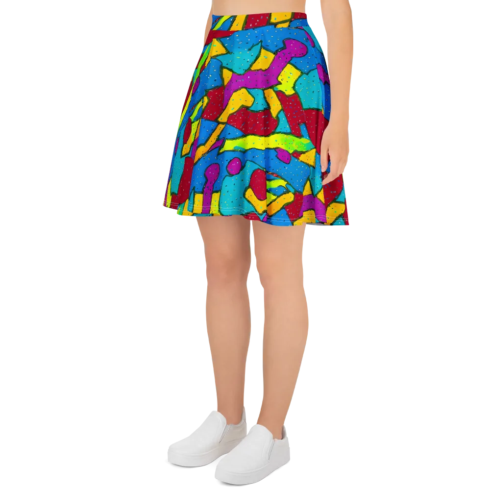 Pop Kaleidoscope on Skater Skirt — Left