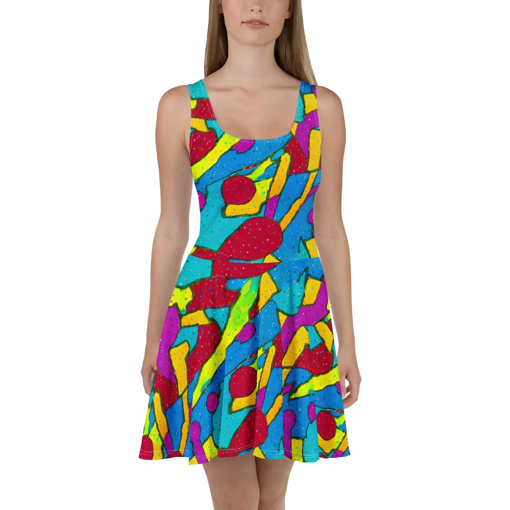 Pop Kaleidoscope on Skater Dress — Front