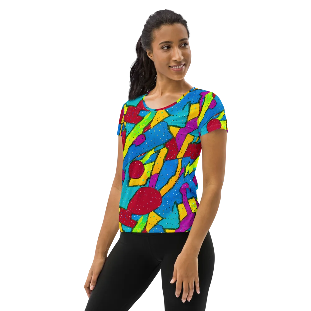 Pop Kaleidoscope on Women's Athletic T-Shirt — Left