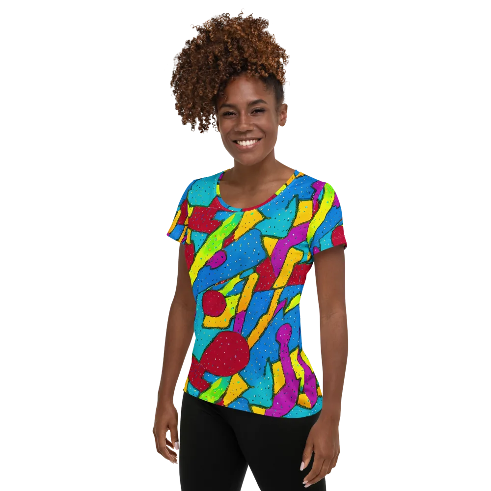 Pop Kaleidoscope on Women's Athletic T-Shirt — Left