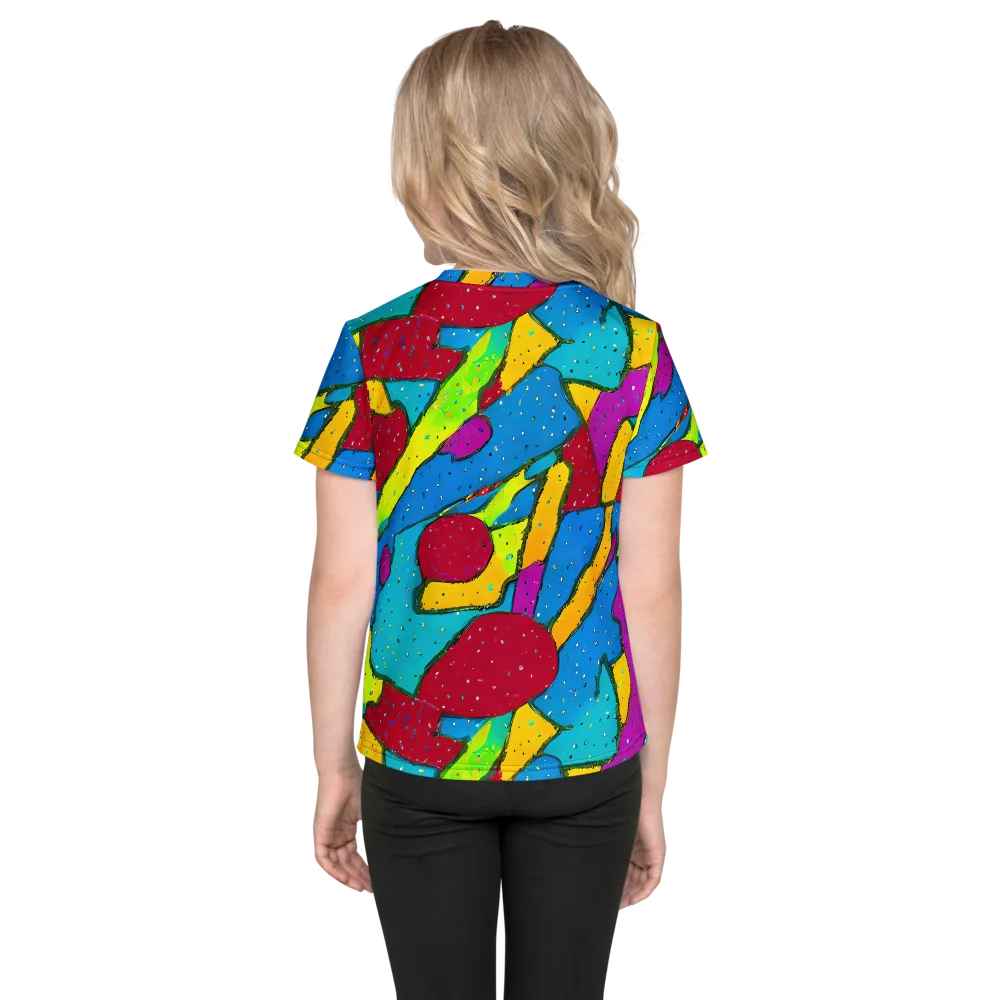 Pop Kaleidoscope on Kids Crew Neck T-Shirt — Back