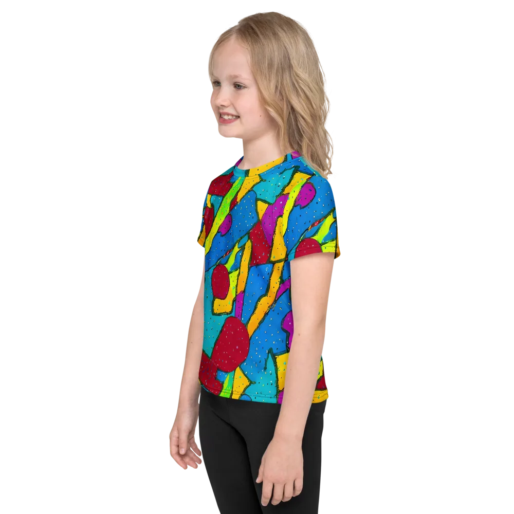 Pop Kaleidoscope on Kids Crew Neck T-Shirt — Left