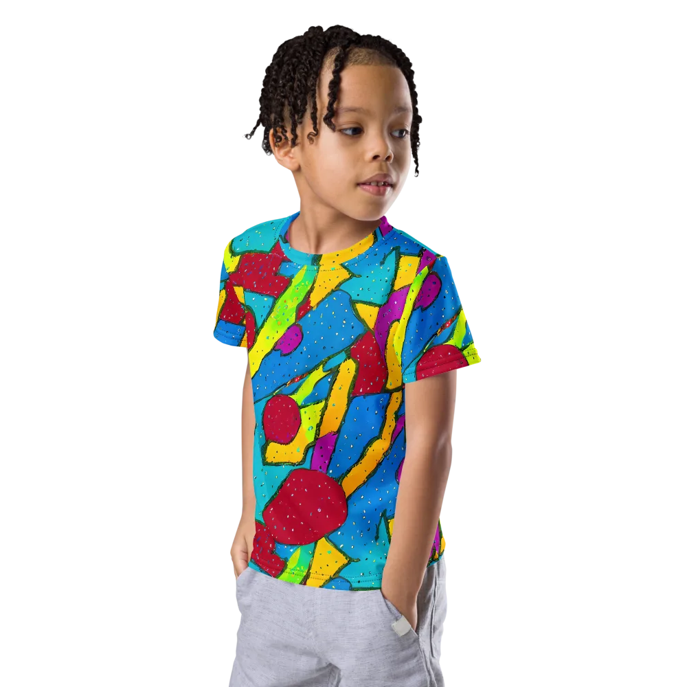 Pop Kaleidoscope on Kids Crew Neck T-Shirt — Left Front