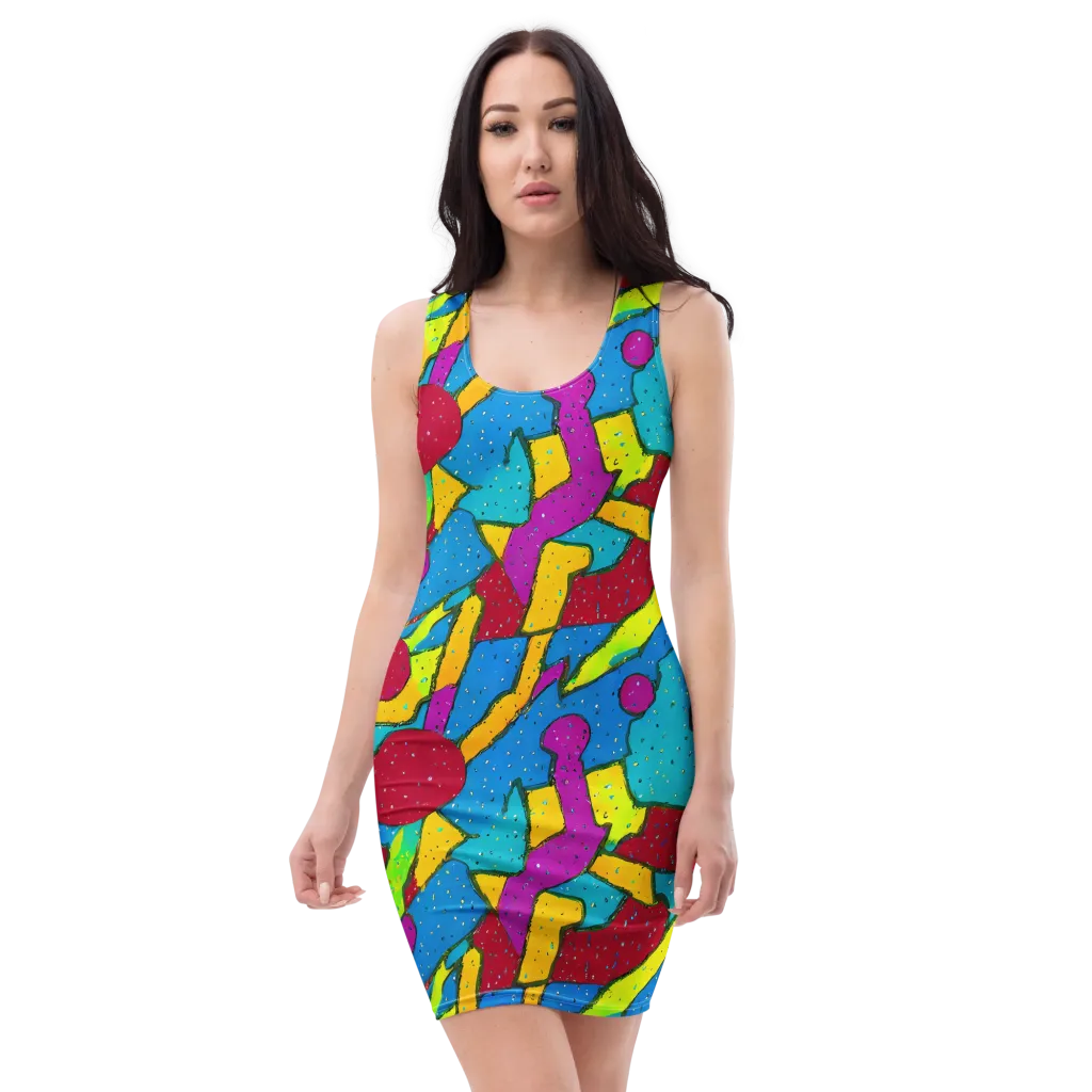 Pop Kaleidoscope on Bodycon Dress — Front