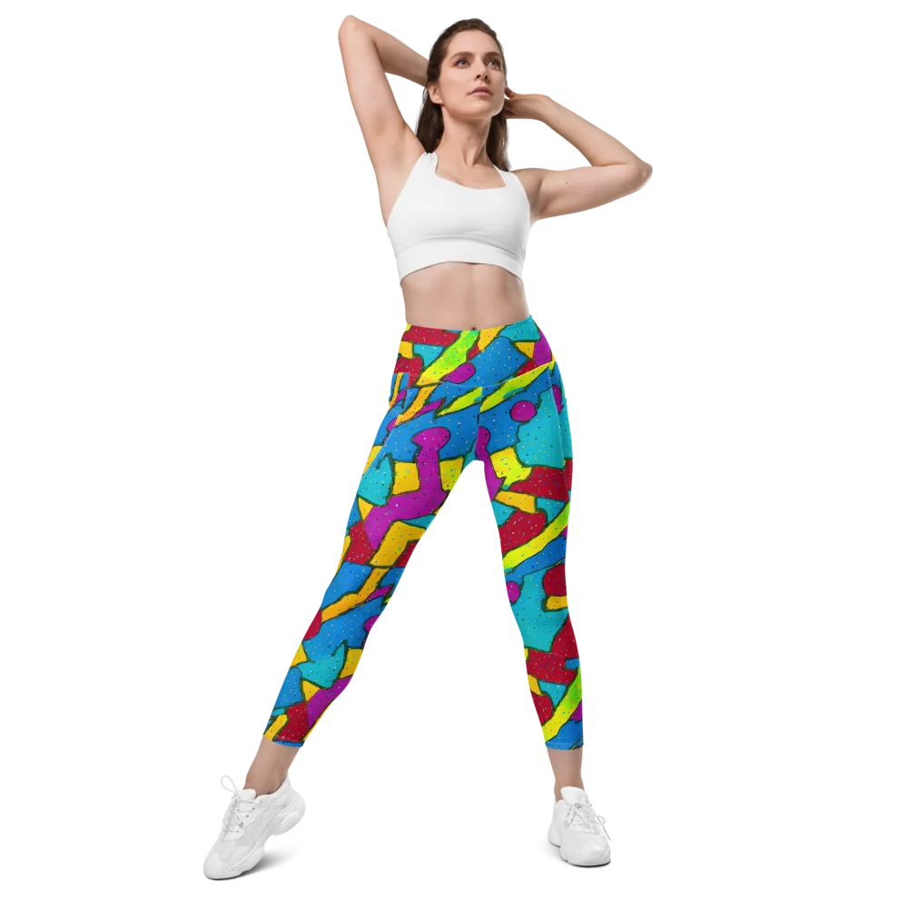 Pop Kaleidoscope on Leggings with Pockets — Front