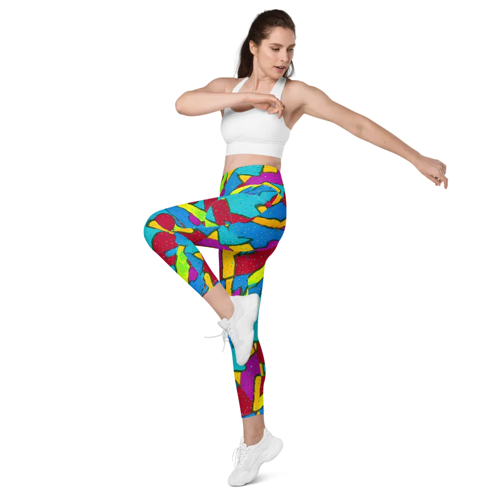 Pop Kaleidoscope on Leggings with Pockets — Left Front