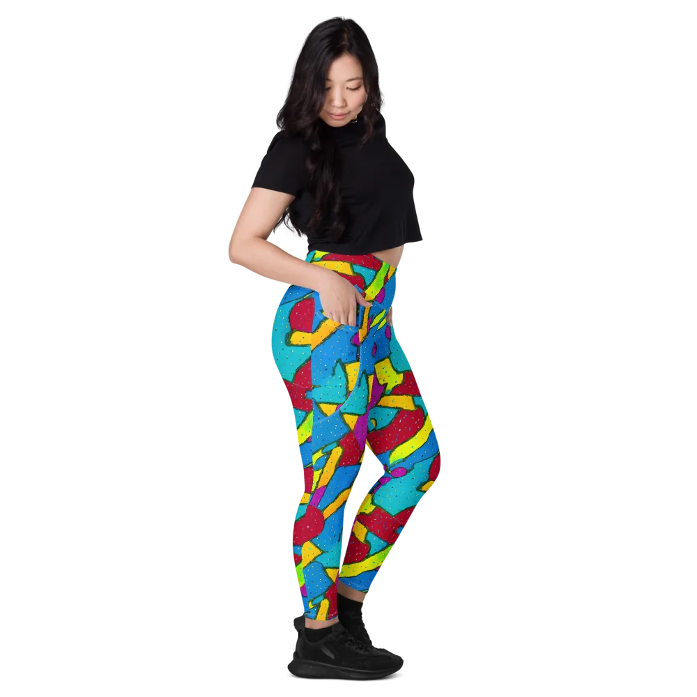 Pop Kaleidoscope on Leggings with Pockets — Right