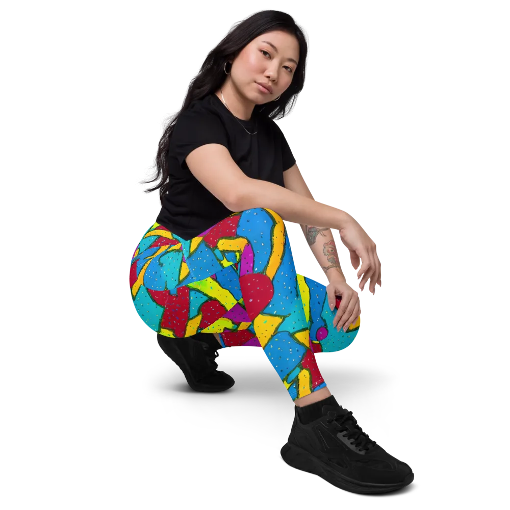 Pop Kaleidoscope on Leggings with Pockets — Right Front