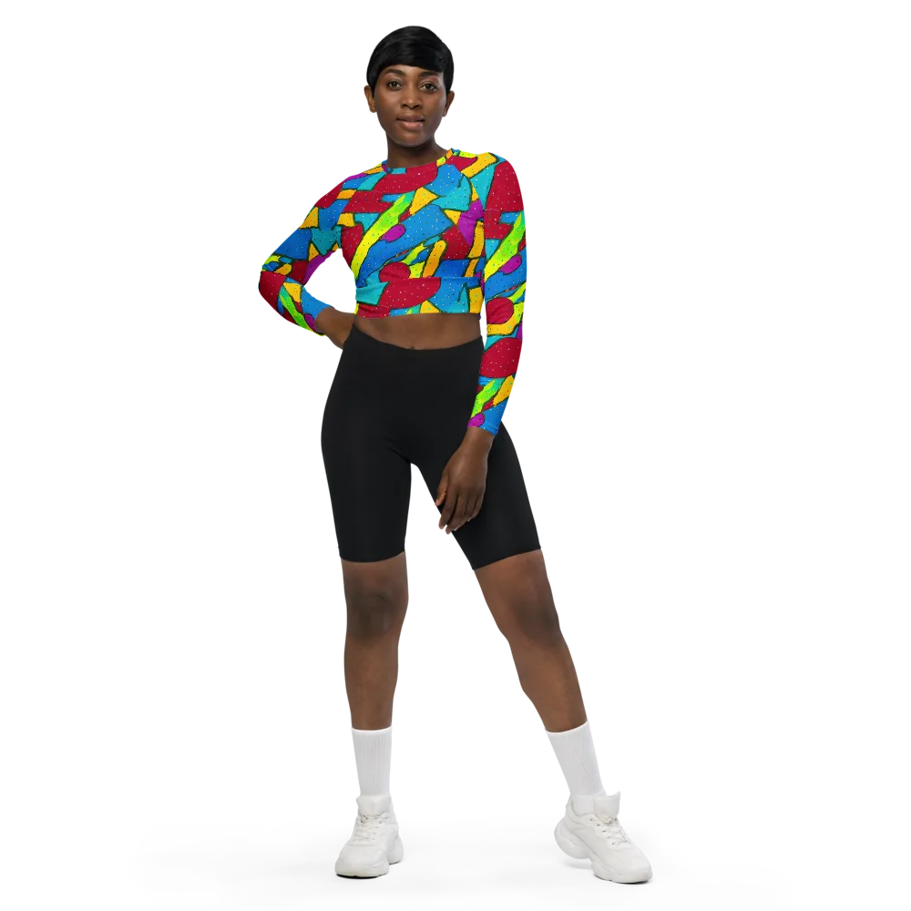 Pop Kaleidoscope on Long Sleeve Crop Top — Front