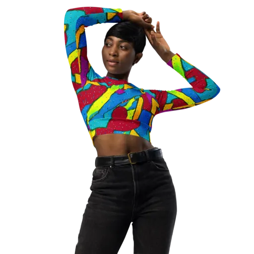 Pop Kaleidoscope on a Long Sleeve Crop Top