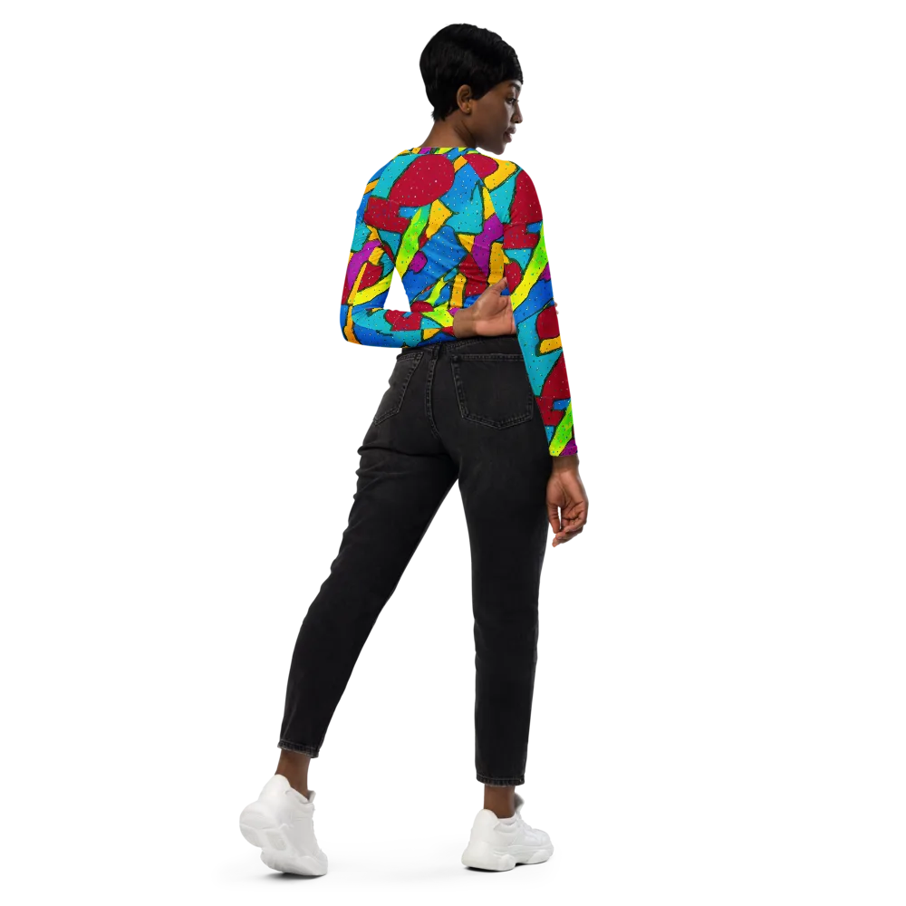 Pop Kaleidoscope on Long Sleeve Crop Top — Right Back