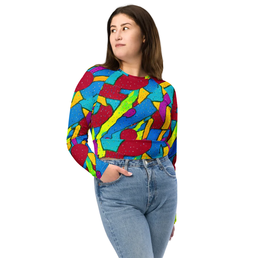 Pop Kaleidoscope on Long Sleeve Crop Top — Front