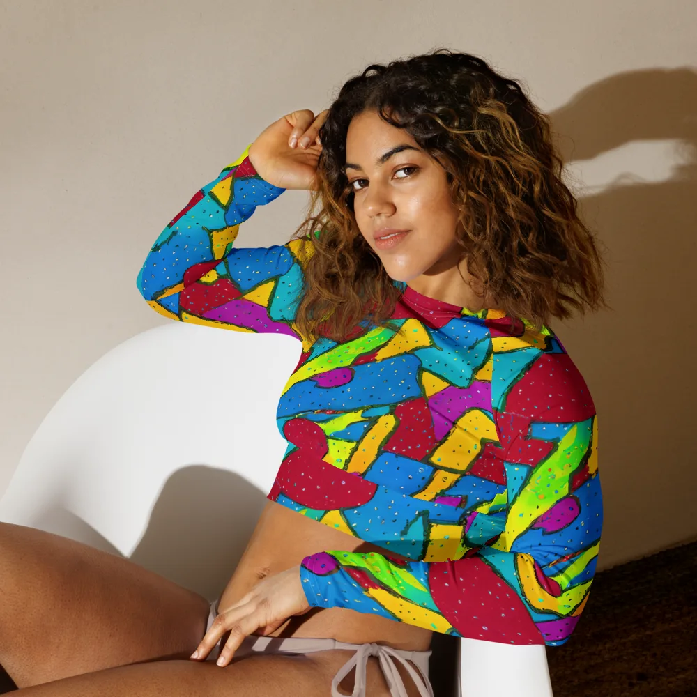 Pop Kaleidoscope on Long Sleeve Crop Top — Left Front