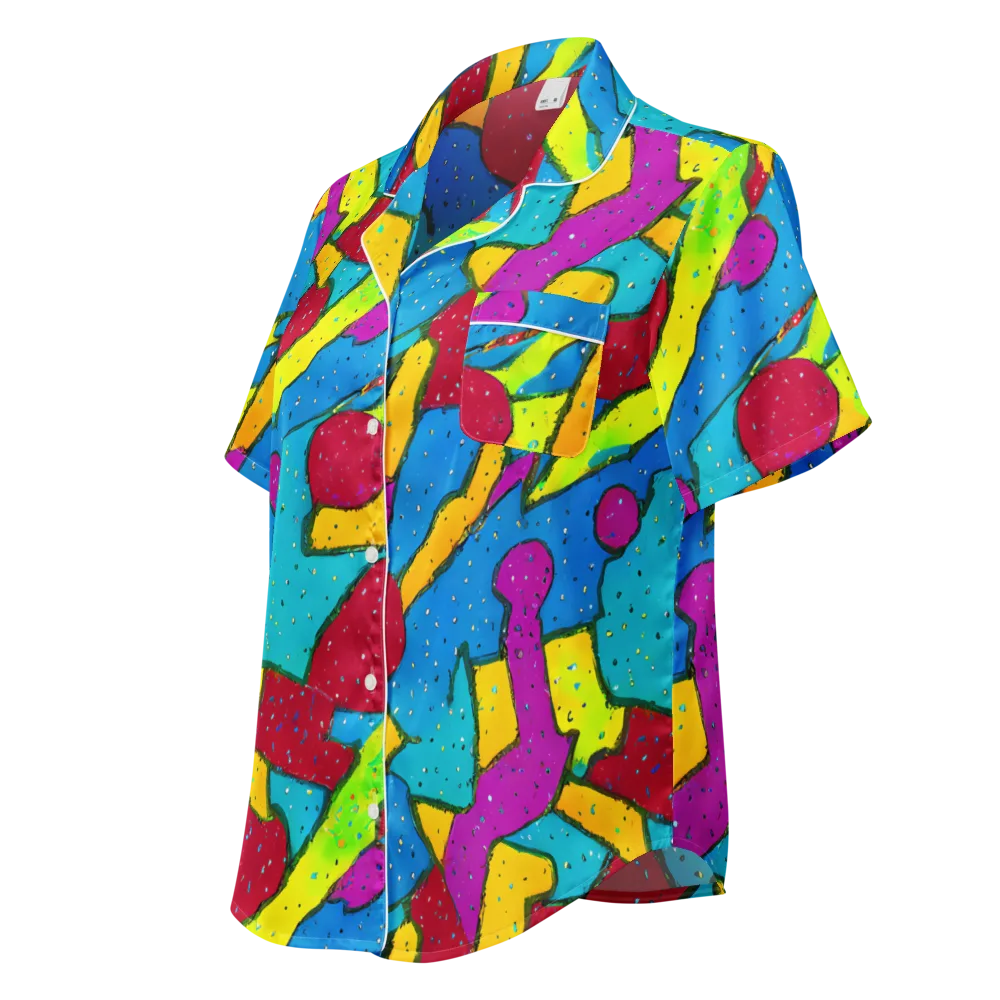Pop Kaleidoscope on Women's Short Sleeve Pajama Top — Left Front