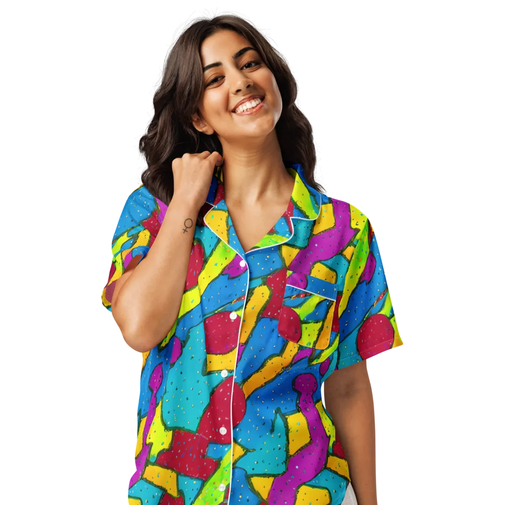 Pop Kaleidoscope on Women's Short Sleeve Pajama Top — Front