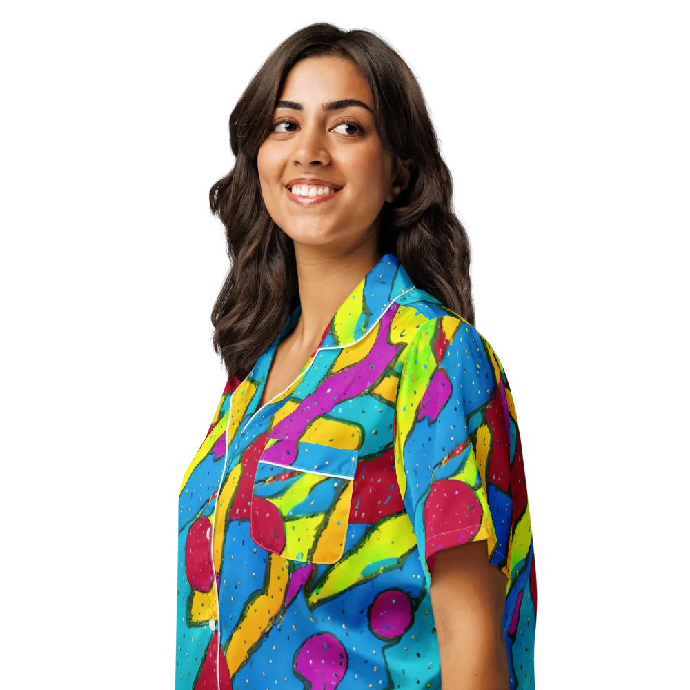 Pop Kaleidoscope on Women's Short Sleeve Pajama Top — Left Front