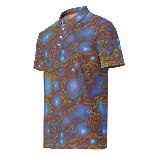 Sapphire Current on a Men's Slim Fit Polo Shirt