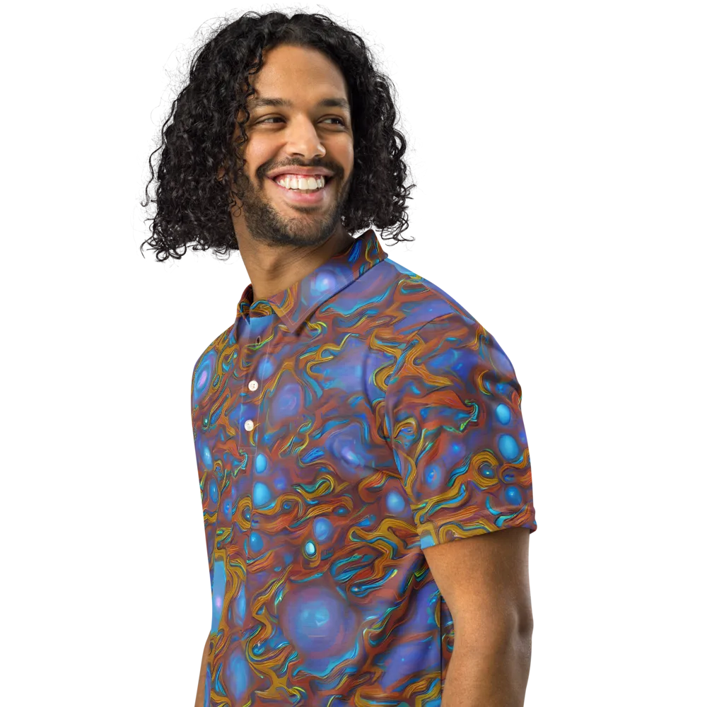 Sapphire Current on Men's Slim Fit Polo Shirt — Left Front