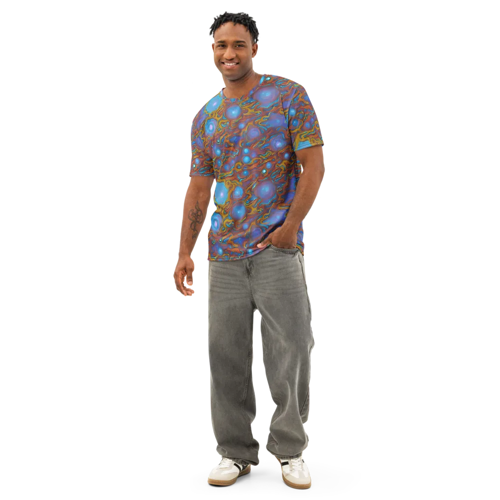 Sapphire Current on Men's Cotton Crew Neck T-Shirt — Front