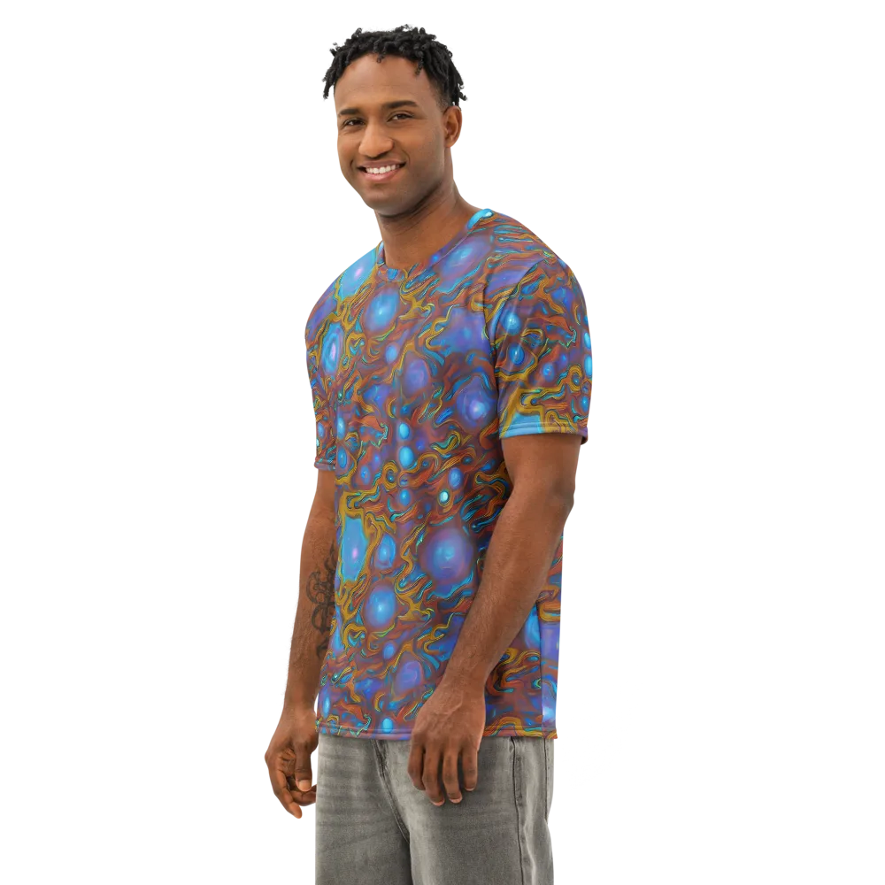 Sapphire Current on Men's Cotton Crew Neck T-Shirt — Left Front