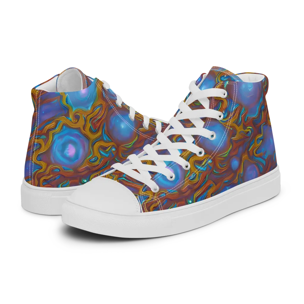 Sapphire Current on Men's High Top Canvas Shoes — Left