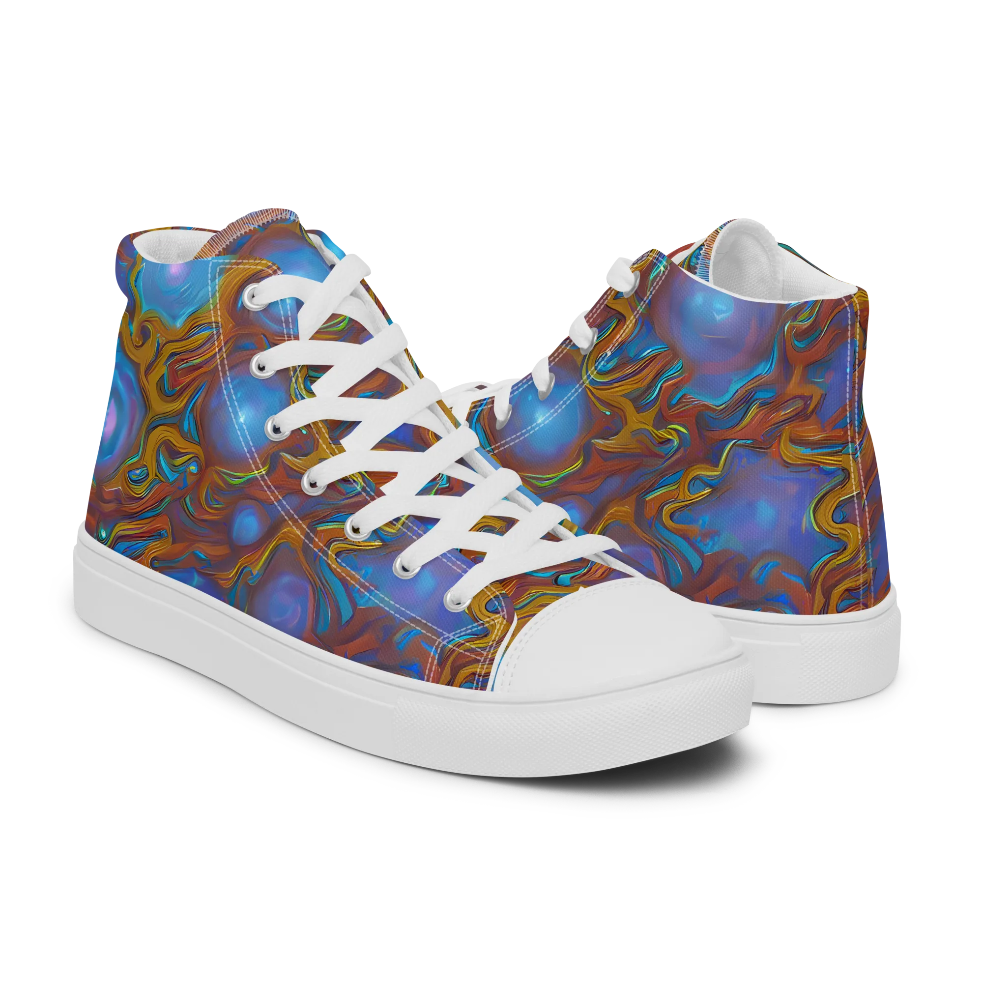 Sapphire Current on Men's High Top Canvas Shoes — Right