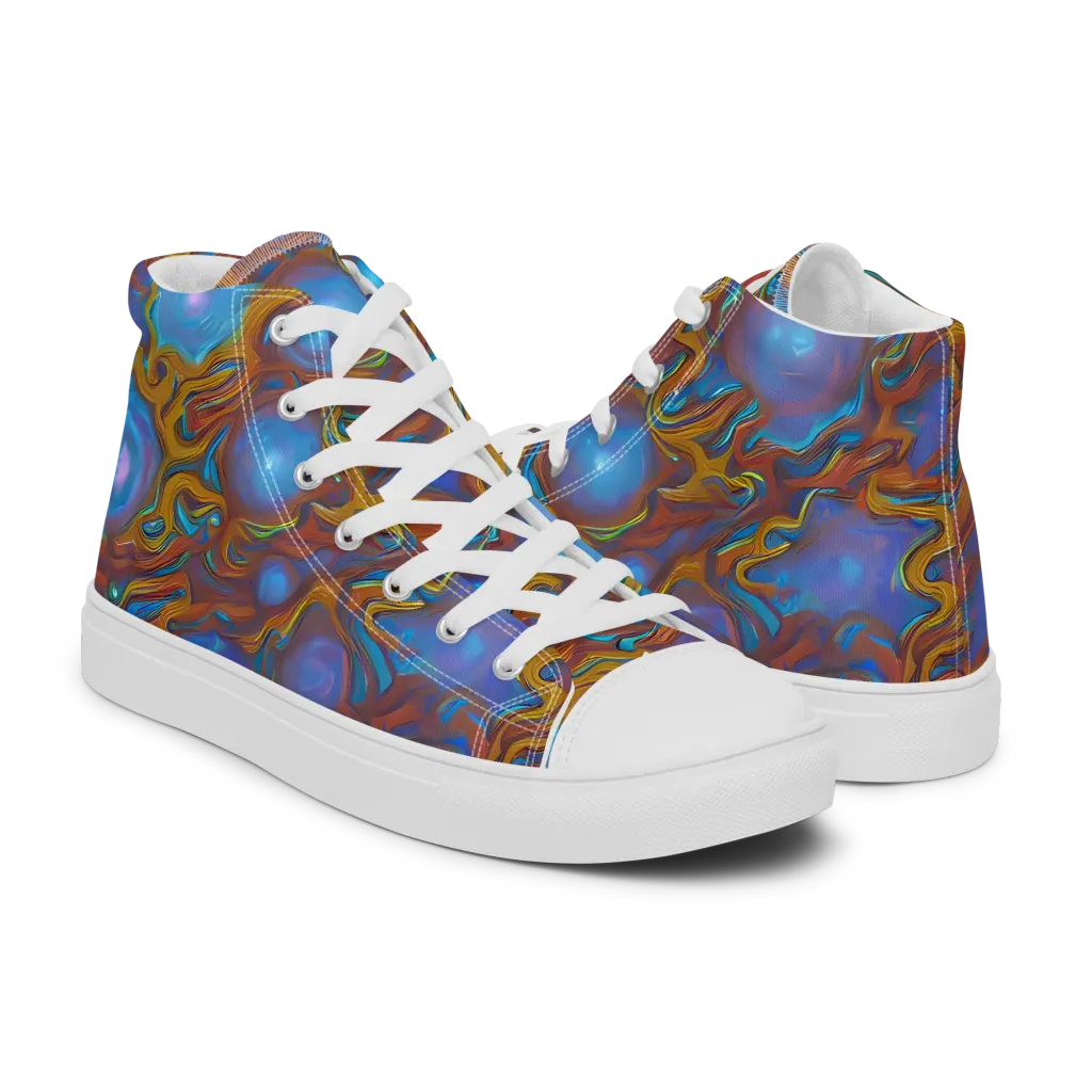 Sapphire Current on Men's High Top Canvas Shoes — Right