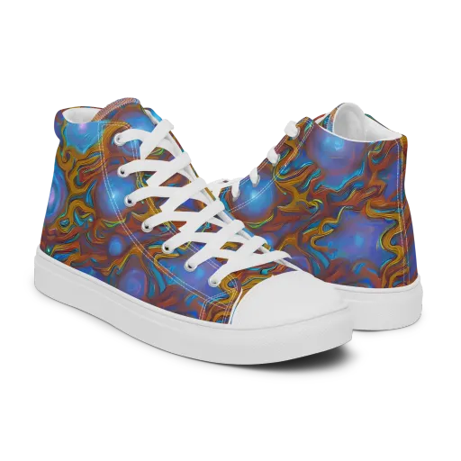 Sapphire Current on a Men's High Top Canvas Shoes