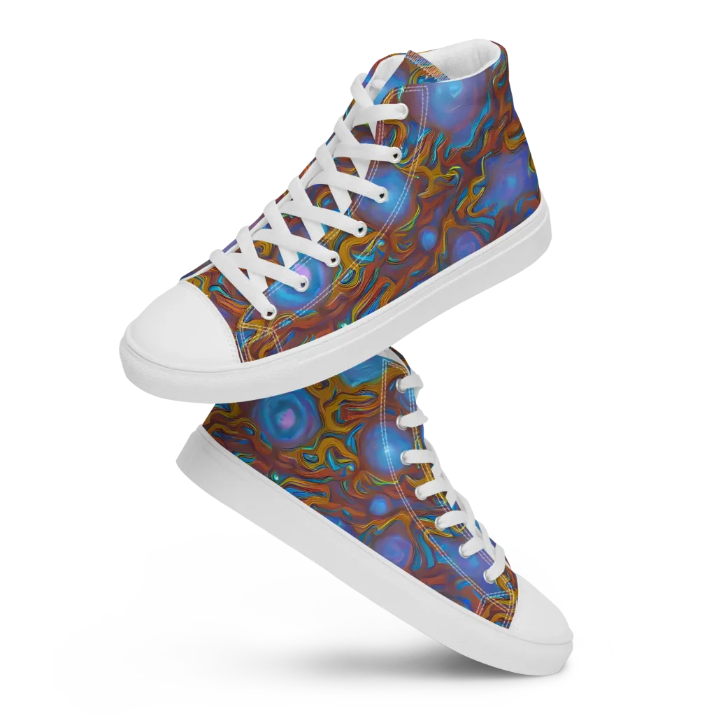 Sapphire Current on Men's High Top Canvas Shoes — Front