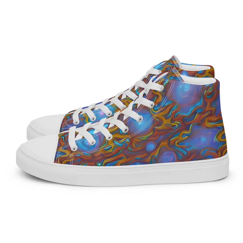 Sapphire Current on Women's High Top Canvas Shoes — Left