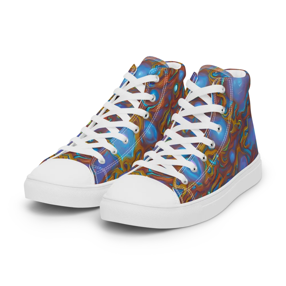 Sapphire Current on Women's High Top Canvas Shoes — Left Front