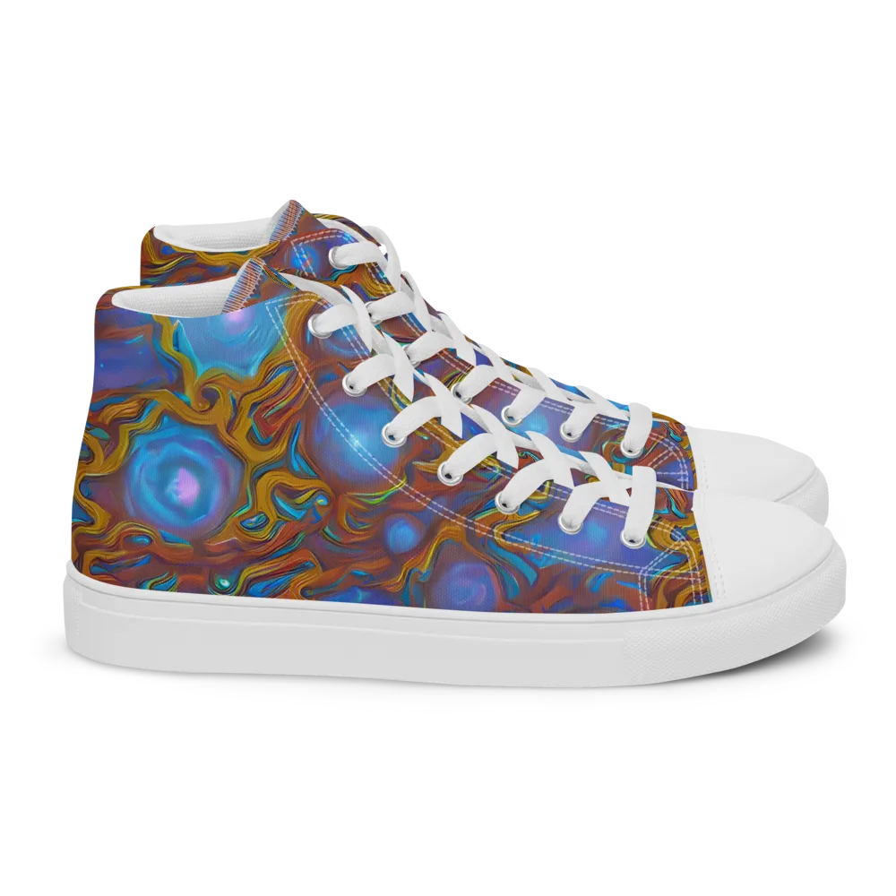 Sapphire Current on Women's High Top Canvas Shoes — Right
