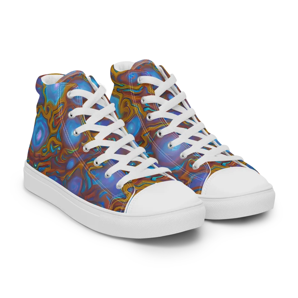 Sapphire Current on Women's High Top Canvas Shoes — Right Front