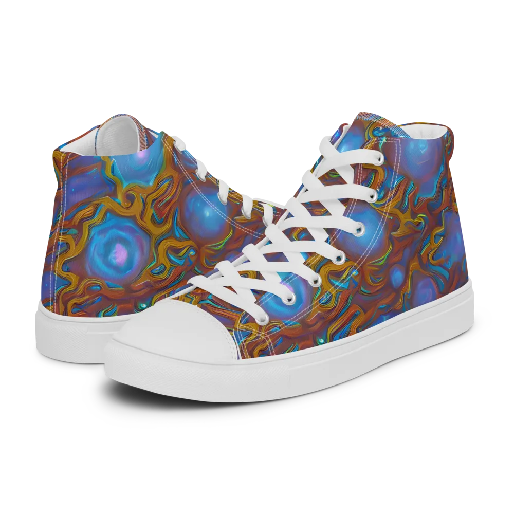 Sapphire Current on Women's High Top Canvas Shoes — Left