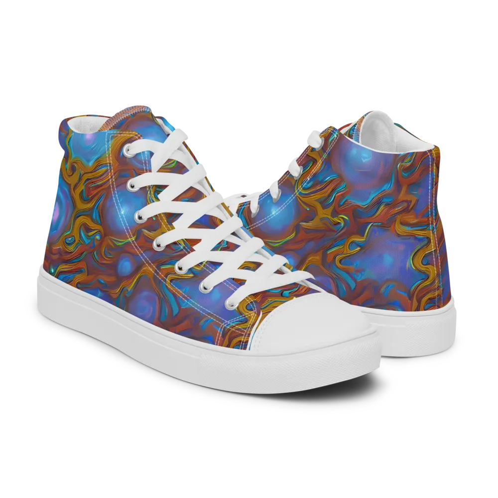 Sapphire Current on Women's High Top Canvas Shoes — Right
