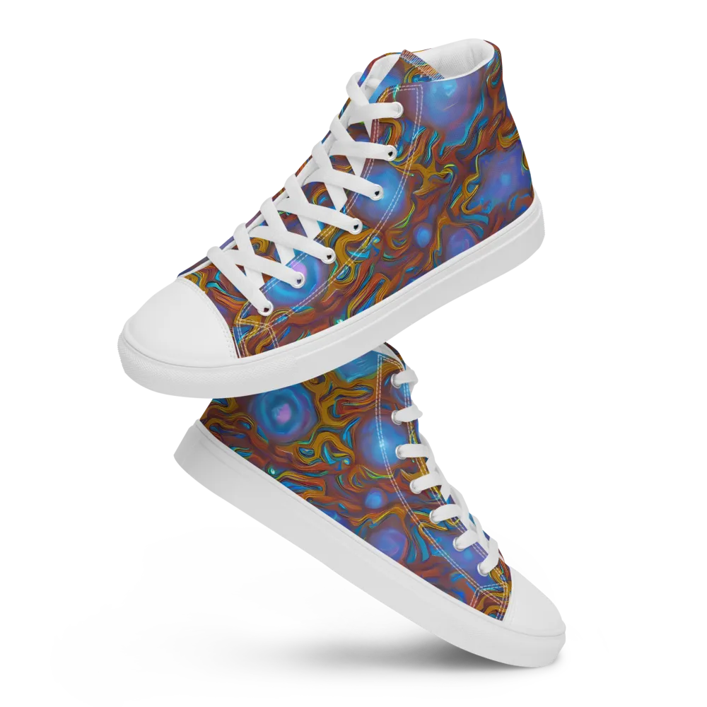 Sapphire Current on Women's High Top Canvas Shoes — Front