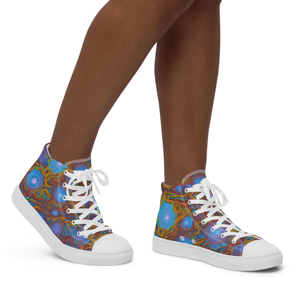 Sapphire Current on Women's High Top Canvas Shoes — Right