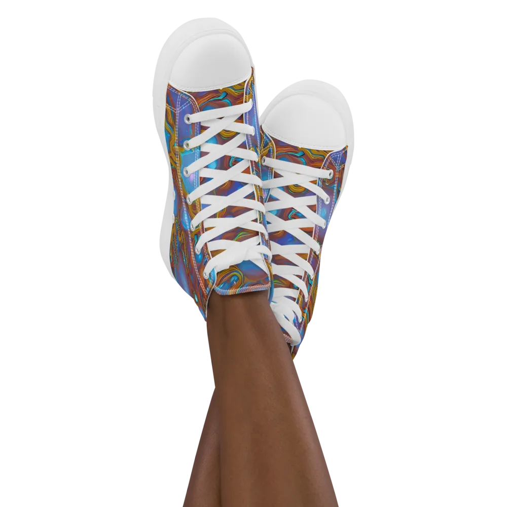 Sapphire Current on Women's High Top Canvas Shoes — Front