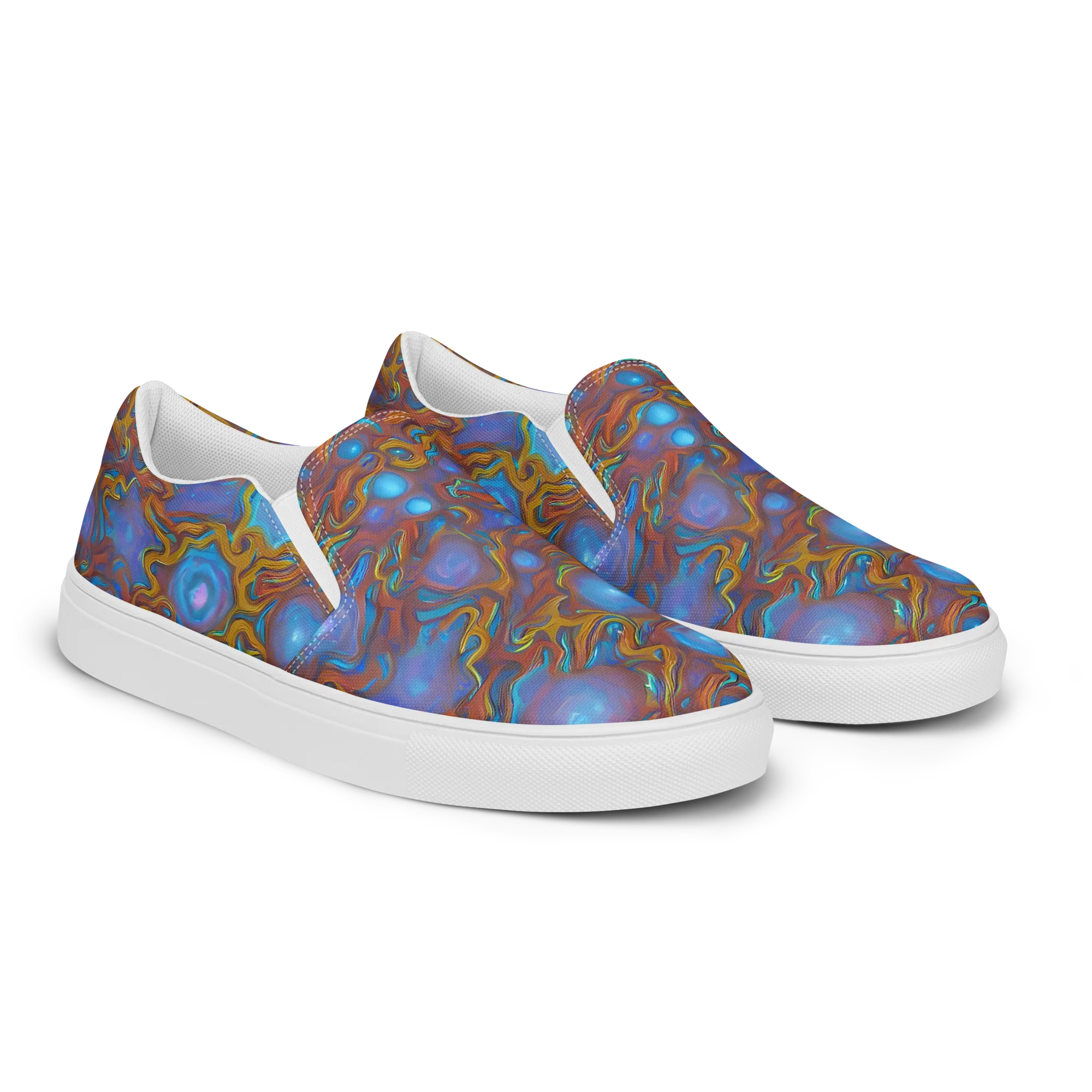 Sapphire Current on Men's Slip-On Canvas Shoes — Right Front