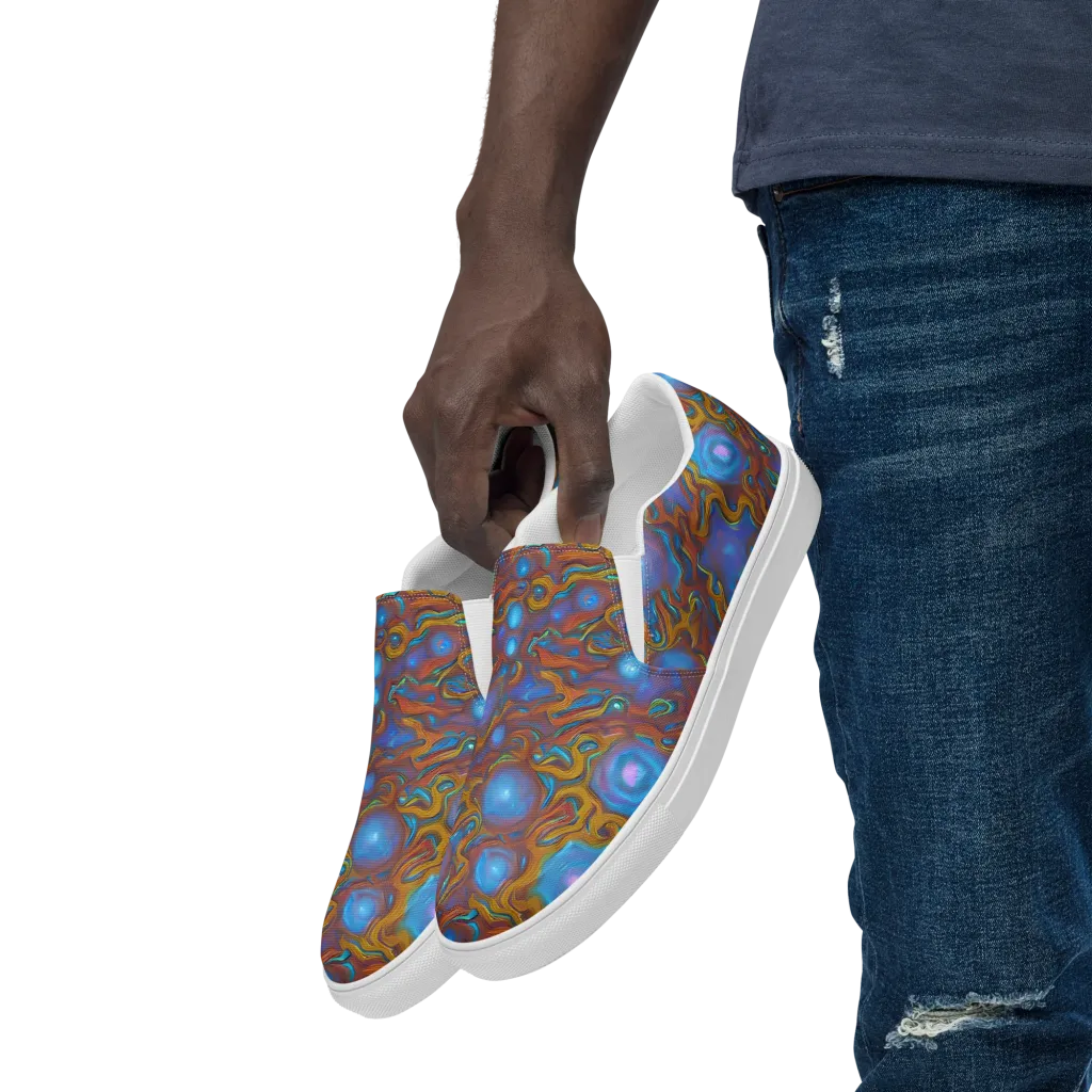 Sapphire Current on Men's Slip-On Canvas Shoes — Left Front
