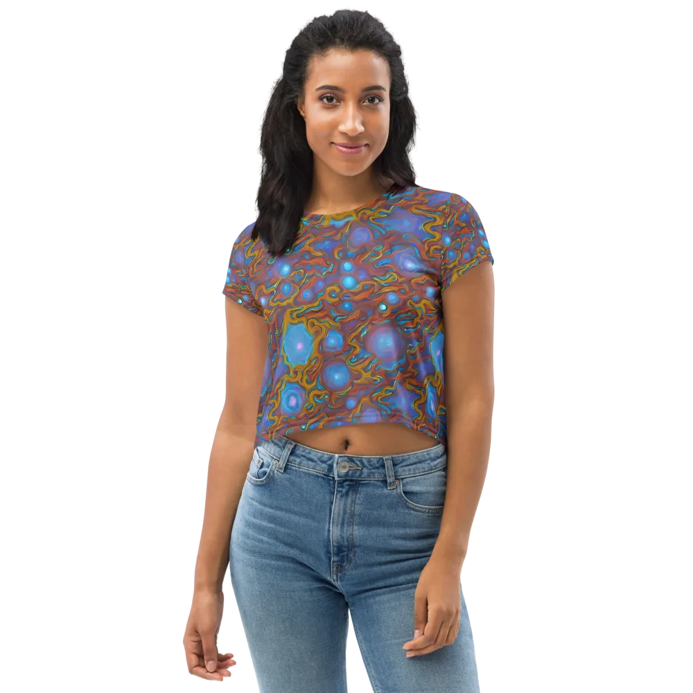 Sapphire Current on Crop Tee — Front