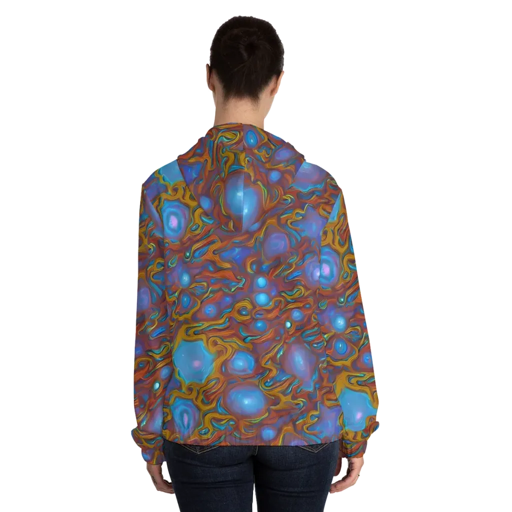 Sapphire Current on Women's Full-Zip Hoodie — Back On Person